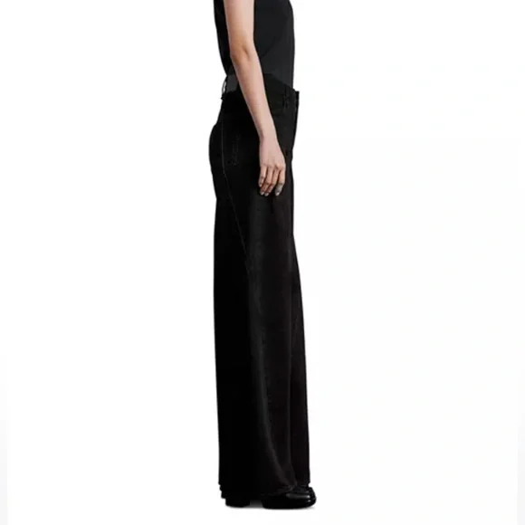 NEW - rag & bone Sofie spliced high rise wide leg in highland (black) - 25 -$325 - Picture 4 of 8
